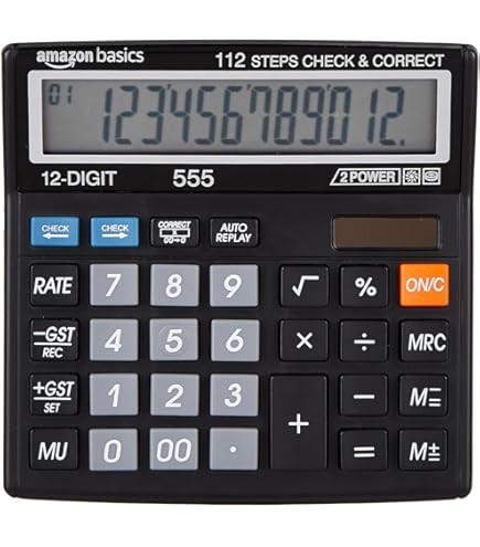 Meichoon 14-Digit Desktop Calculator – Solar & Battery Dual Power, Large LCD Display, Office & Home Use (Red)