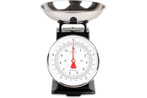 Innoteck Mechanical Kitchen Scale - Stainless Steel Kitchen Scales with Bowl & Large Dial, Analogue Food Scale with 5kg Capacity, Food Weigher with Non-Slip Feet for Baking and Cooking