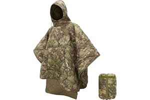 Tongcamo Poncho Liner Hoodie with Pocket Insulated Military Woobie Sleeping Bag Waterproof for Outdoor Camping Travel Survival Hunting Car Emergency
