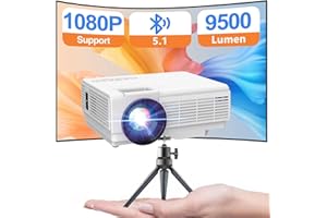 Mini Beamer mit Stativ, YOOYAA 9500 Lumen Bluetooth Video Projektor Full HD 1080P Unterstützt, Portable Heimkino Beamer für Handy Phone, Kompatibel mit TV Stick/X-Box/DVD/Laptop/Smartphone