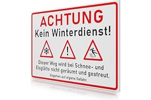 ‎FLAGLY FLAGLY Schild Achtung kein Winterdienst 30x20cm aus 3mm PVC Hartschaumplatte MADE IN GERMANY - stabiles Hinweisschild/Warnschild, wetterfest & UV-beständig