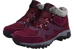 YULONGESS Winterschuhe Herren mit Klettverschluss, Wanders Thermo Stiefel,Gefütterte Halbschuhe,Orthopädische Winterschuhe Damen,Wmshoe Wasserdichte,Rutschfeste Ergonomische,Warme Fleece-Schuhe, Winterstiefel