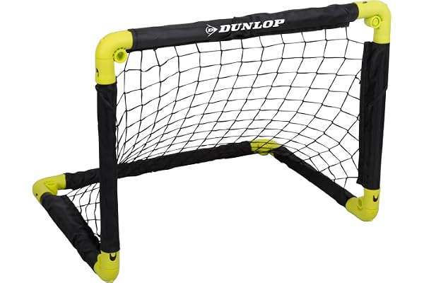 Dunlop Cage de Foot - But de Foot Enfant - Mini But Pliable et Montage Rapide - Kit Entrainement Football pour Enfants et Adultes - Cage Foot Exterieur et Interieur - Noir/Jaune