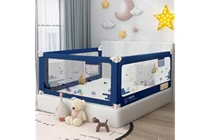Maydolly Baby Bed Rail, Toddler Bed Guard, Extra Long Swing Down, Fold Down Safety Bedrail with Pattern Double Bedroom Accessory for Boys and Girls