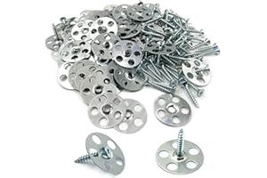ESINO 120 Pcs 36mm Easy Fix Washers - Tile Backer Board Washers with Screws for Plasterboard, Tile Backer Boards, XPS Insulation