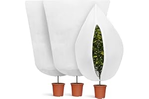 ZEPPHI Voile Hivernage Plante Extérieur 80x100cm, 3 PCS Housse Hivernage Plante, Voile d'Hivernage Housse de Protection pour Plantes Réutilisable avec Cordon de Serrage et Zipper