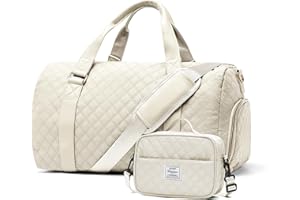 WINSPANSY Sac de Sport Femme，Petit Sacs de Voyage Homme Weekend Sport à Bandoulière avec Compartiment à Chaussures pour Clinique Camping Imperméable Bagage à Main Mommy Bag Beige