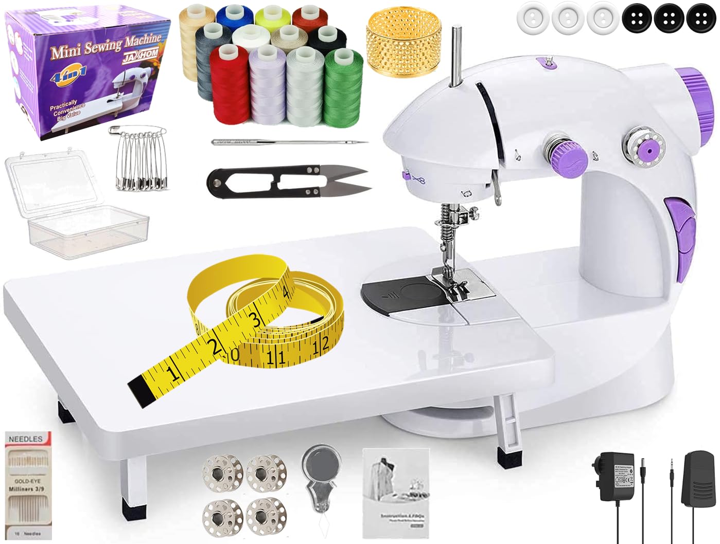 JAXHOM Sewing Machine For Home Tailoring I Silai Machine With Table Set I Stitching Machine For Home Use With Foot Pedal, Ada