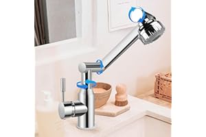 KLGFI Wasserhahn Bad, 360° Drehbar Bad Armaturen Waschbecken, 2 Wasserauslassmodi Wasserhahn Mit 60cm Kalt Warmwasser Anschluss, Badarmatur Wassers Silber