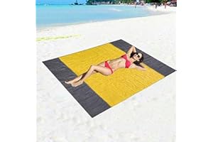 MNIXY NC Coperta da Spiaggia,210 * 200CM Coperta Picnic Impermeabile Portatile,con 4 chiodi fissi fixed coperta da spiaggia portatile antisabbia per Campeggio, Picnic, Spiaggia, Escursionismo (giallo)
