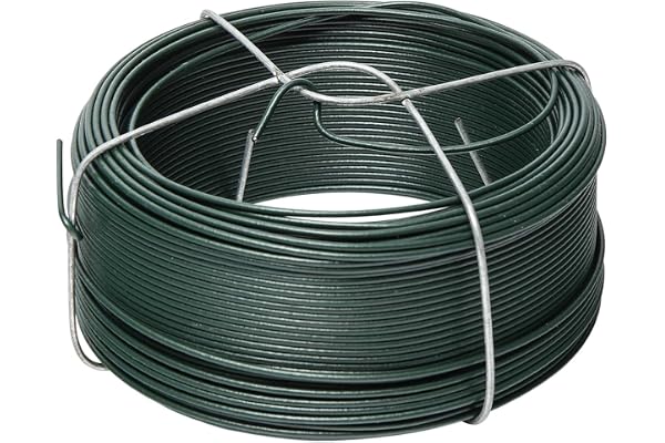 WERKA Pro Fil de Fer plastifié Vert avec Support, 50 m, Section 0,8 x 1,2 mm, résistant et Facile à Utiliser, Parfait pour des projets extérieurs comme la Fixation ou la création de clôtures