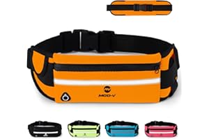 MOD-V Running Belt - Running Phone Holder, Waterproof Money Belt with Phone Holder for Running - Running Belts for Women & Men, Adjustable Sport Waist Bag Fits iPhone, Keys & Cards (Orange)