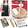 Jeensley Boxed Sourdough Starter Kit with Apron Round Bread Proofing Basket Banneton with Liner and Bread Making Tools Handma