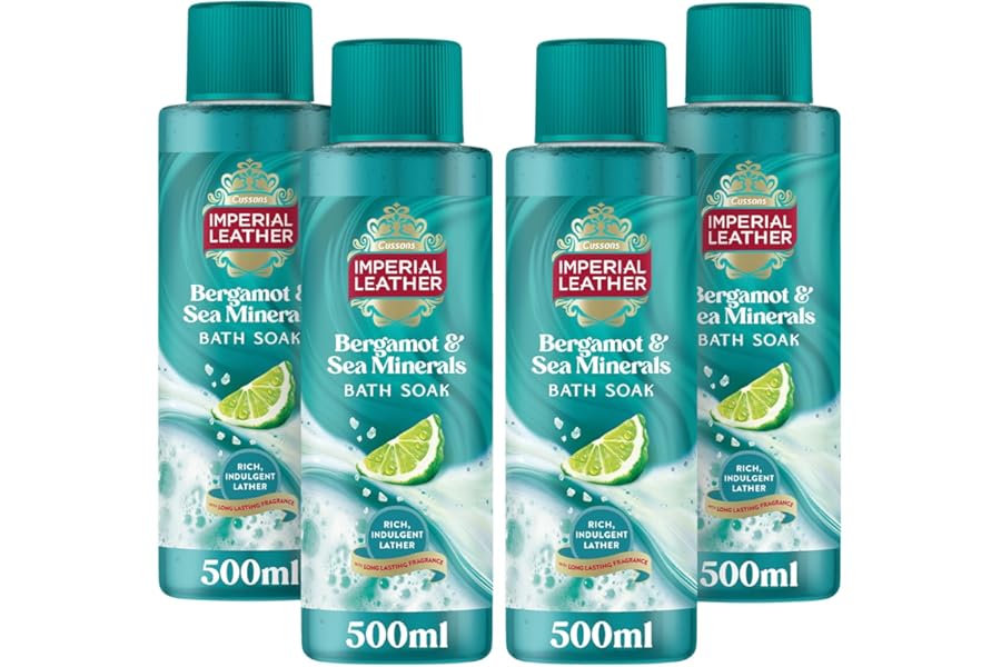 Imperial Leather Muscle Recovery Bath Soak, Bergamot & Sea Salt, Refreshing & Restoring Bubble Bath, Gentle Skin Care, Bulk Buy, Pack of 4 x 500ml