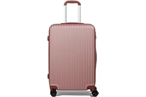 FOSANI Revel Suitcase Medium Size Hard Shell | 3 Digit Combination Lock | Lightweight | 4 Dual Spinner Wheels | Medium 24" Check in Luggage | Aluminium Alloy Telescopic Handle | (Rose Gold, Medium 24'')