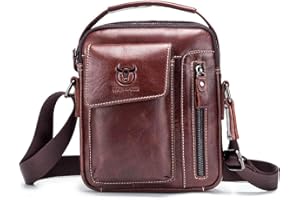 BULLCAPTAIN Męska torba Sling Bag ze skóry naturalnej, torba na ramię, format pionowy, torba na ramię, plecak na wędrówki, jazdę na rowerze, podróże, czas wolny lub wielofunkcyjna, codzienna torba, ciemnobrązowa