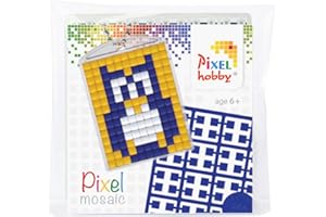 Pracht Creatives Hobby Pixel P23006 Mosaïque Médaillon Hibou, Porte-clés pour Enfants à décorer soi-même, système d'enfichage très Facile, sans Repassage ni Collage, tesselles en bioplastique