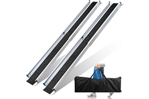 Ansobea 2 x 121-213 cm rampa dla wózków inwalidzkich, aluminiowa rampa najazdowa, do 300 kg, teleskopowa rampa z torbą tekstylną, składana rampa dla wózków inwalidzkich, rampa schodowa do wózków