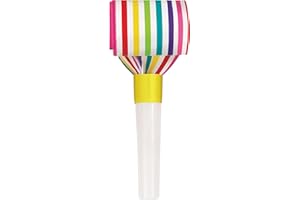 UNIQUE Vibrant Rainbow Stripe Squawker Blowouts - Colorful, Fun & Festive Party Noisemakers - Perfect for Celebrations & Events - 8ct
