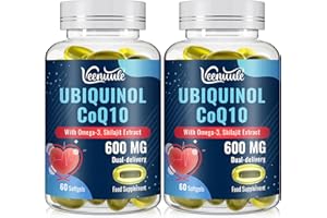 VEENUULE Ubiquinol CoQ10 600mg Softgels with Shilajit Extract 300mg, Omega-3 150mg - Dual-delivery System - Enhanced Absorption for Maximum Active CoQ10 Utilization (60 Count, Pack of 2)