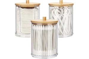 Miiepls 3 sztuki uchwytów na patyczki higieniczne, przezroczyste akrylowe patyczki higieniczne, pudełko do przechowywania kosmetyków, wacików, wacików