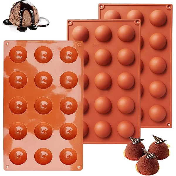 3 Moules En Silicone Demi-Sphère - 6, 15 Et 24 Cavités - Pour Gâteaux, Gelée, Chocolat, Résistant Au Four Et Congélo