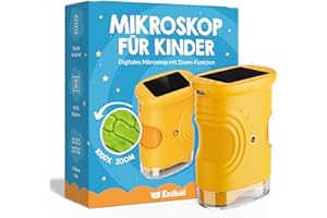 Edubini Digitales Mikroskop für Kinder [1000-fache Vergrößerung] - Tragbares Taschenmikroskop für Garten, Wald & Experimente - Kindermikroskop Spielzeug mit digitalem HD-Bildschirm [inkl Fotofunktion]