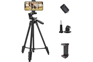 Lightweight Camera Tripod, LINKCOOL 54 inches Portable Tripod for Camera and Phone with Phone Holder Mount & Wireless Remote Shutter for Travel Video Shooting