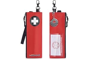 MEDMAX Estuche para EpiPen, 1x Bolsa Pequeña Aislante con llavero de Emergencia Médica y Tarjeta de Información de Emergencia, Bolsa Médica para EpiPens, Soporte para EpiPen para Viajes al Aire Libre