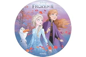 Dekora-114382 - Decorazione per torte di compleanno per bambini, in carta da zucchero, motivo: Frozen, Elsa, Anna, & Olaf - 20 cm di diametro (114382)