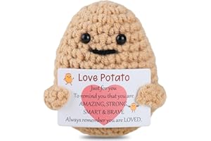 AFORENTIER Funny Love Potato Mini Knitted Wood Potato Doll with Positive Card Cute Positive Boyfriend Girlfriend Gifts Valentine Birthday Thanksgiving for Your Love