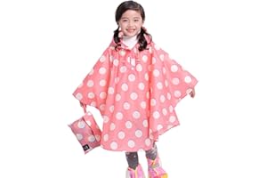 GAGA CITY Bambini Impermeabile Giacca da Pioggia Poncho da Pioggia Bambina Incappucciato Riutilizzabile Cappotto di Pioggia Bello come Materiale e ha la Sua Sacca 1-12 anni