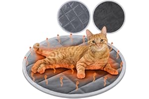 Drydiet 2 Pcs Cat Heating Pad Round 16 Inch Self Heating Cat Mat Washable Heated Bed Anti Slip Warming Pad Pet Bed Mat for Kennel Dog Crate Indoor Outdoor(Gray,16 Inch)