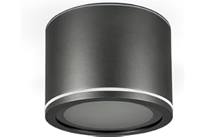 EDO Foco de Techo Superficie IP54 Exterior/Interior UMA Antracita Impermeable 230V - Ø90*60mm Moderna Lámpara de Techo Redonda de Aluminio Baño, Cocina Iluminación, Sin Fuente de Luz GX53