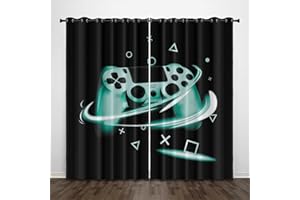 CTQTZ Sala giochi Tende oscuranti Set di 2 Gamer - Controller per gaming, tende oscuranti moderne, 264 x 242 cm (larghezza x altezza), tende con occhielli per la cameretta dei bambini