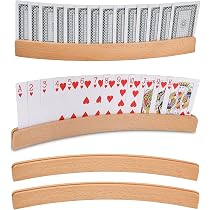 Bellanova 2 Piezas Soportes para Cartas de Juego, Soporte para Naipes, 33 cm Bandeja de Madera para Naipes, Organizadores de Naipe para Adultos, Ancianos, Pacientes con Artritis (2