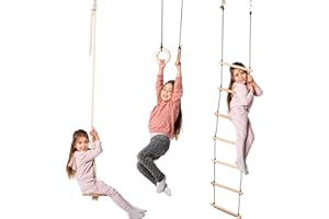 ‎GOODEVAS Goodevas Kinder Spielset – Indoor Klettergerüst und Outdoor Jungle Gym für Jungen und Mädchen – Kletterleiter und Gymnastikringe, ab 2-12 Jahre