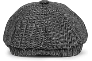 KeepSa Newsboy Casquillo Plano Sombreros Baker Boy Gorras - 8 Panel Peaky Herringbone Tweed Gatsby Hat Ivy Irish Cap para Hombres y Mujeres, Ajuste 56~62cm