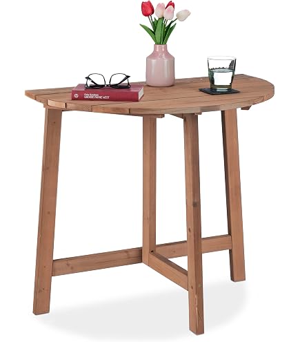 Spetebo – Table de jardin pliante en eucalyptus 50 x 50 cm – Finition huilée naturelle – 100% FSC – Résistante aux intempéries