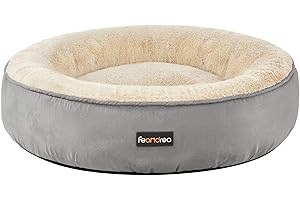 Feandrea Hundebett, Katzenbett, Donut, Ø 60 cm, hellgrau PGW060G01
