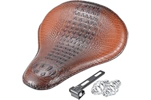 KATUR Asiento De Cuero SintéTico Delgado para Motocicleta Cubierta De Montaje De Cocodrilo MarróN CojíN De Cubierta para La MayoríA De Los Pasajeros Individuales Harley Sportster Bobber