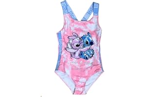 Disney Lilo & Stitch Girls Swimsuit, One Piece Swimming Costume, Ages 5 to 13 Years Old