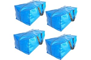 HSIULMY Moving Bags Extra Large Strong, 4 Pcs Large Storage Bags with Zips Heavy Duty Storage Boxes, for Moving, Clothes Storage, Laundry Bag, Packing, House Essentials, Sustainable, Water-Resistant