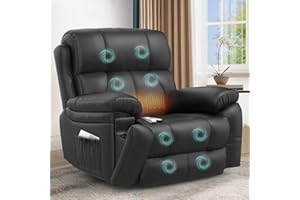 ‎YONISEE YONISEE Fernsehsessel Relaxsessel Elektrisch Massagesessel mit Liegefunktion Aufstehhilfe, Massage Heizung, Fußteil, 2 Seitentaschen Getränkehalter, TYP C USB-Anschlüsse Liegen Leder Sessel Wohnzimmer