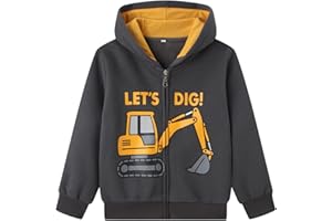 Smazero Little Boys Hoodie Kids Dinosaur Zipper Jumper Long Sleeve Cotton Hooded Sweatshirt Tops for Toddler 2-7 Years Children Clothes