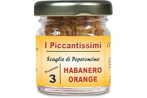 I Piccantissimi - HABANERO ORANGE peperoncino piccantissimo in vasetto da (15gr) - Scaglie di Peperoncino piccante a lunga conservazione - peperoncino Habanero coltivato in Italia (300.000 SHU)