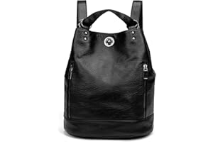 KIEPOAR Sac à Dos PU Cuir pour Femme Fille - Sac Chic 3 en 1 Sac portés Dos Sac à Bandoulière Seau et Sac à Main Loisir, Backpack Multipocket Grande Capacité, Sac pour Travail École Voyage