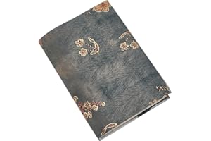 FINGERINSPIRE Fabric Book Cover Protector Adjustable Hot Stamping Book Sleeve Cover Gray Washable Flower Pattern Cloth Books Protector Fit for A6 Size Paperbacks Journals Book Novels