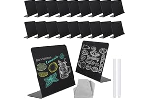 Partideal Kreidetafel Klein Set,20 Stück Mini Kreidetafel Klein Preisschilder Aufsteller in L-Form mit 2 Stift Geliefert 2 Tuch für Buffet Schilder Preisschilder Hochzeit Tischaufsteller(3.9 * 3in)