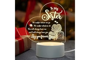Juratar Sister Gifts from Sister, Sister Birthday Gifts from Sister- Acrylic LED Night Light, Big Sister Gifts for Women, Christmas Gifts for Sister (Heart)